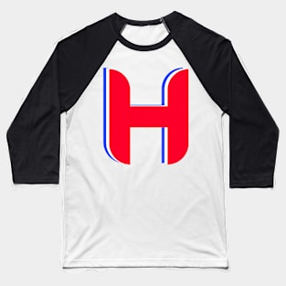 H - Letter A to Z Text Collection Blue, Red & white Colour Baseball T-Shirt